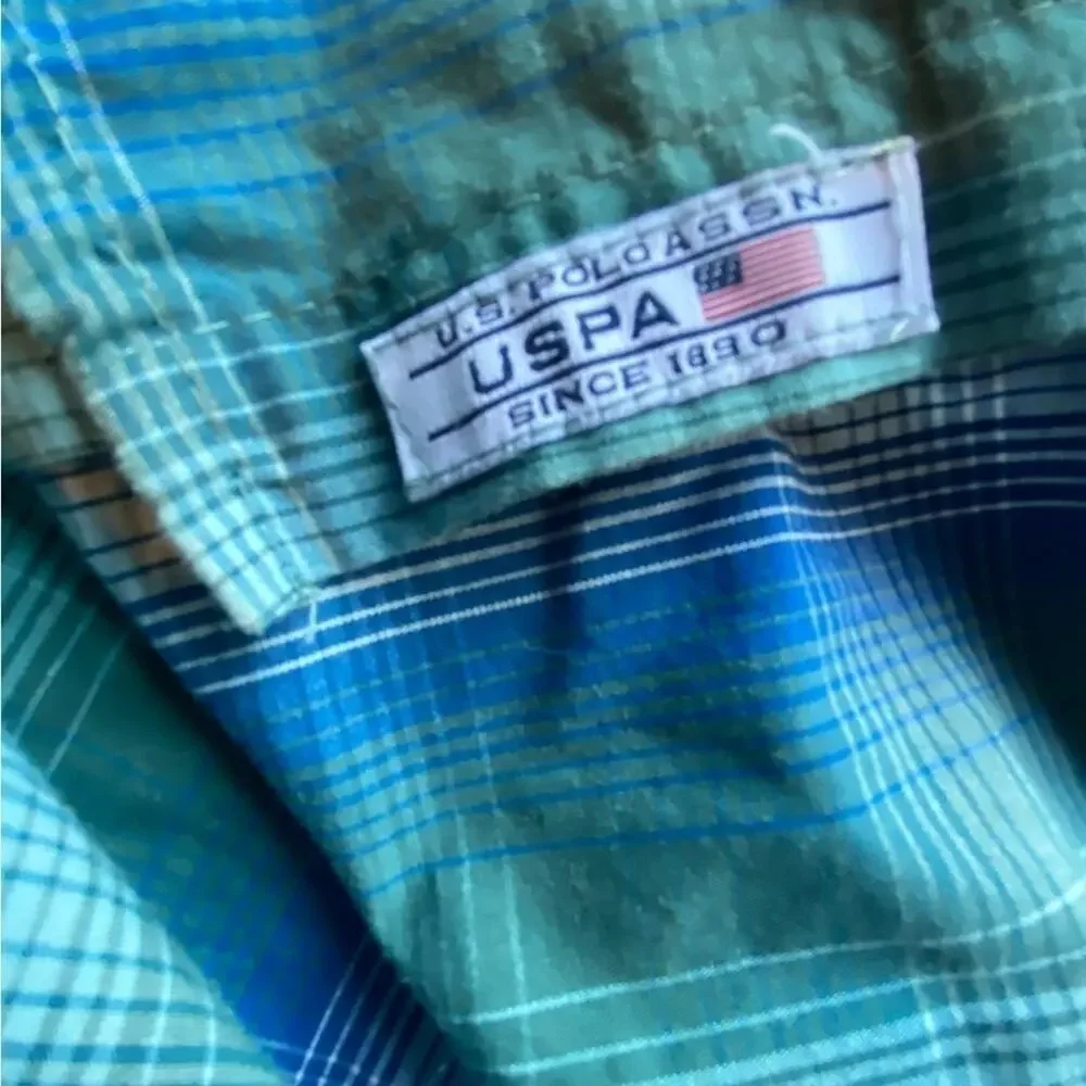 US Polo Ssoc Blue Plaid Long Sleeve Shirt Size L (7)